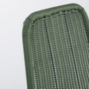 Détail du tressage en résine vert kaki de la chaise de jardin Boavista - Dakar, Sénégal