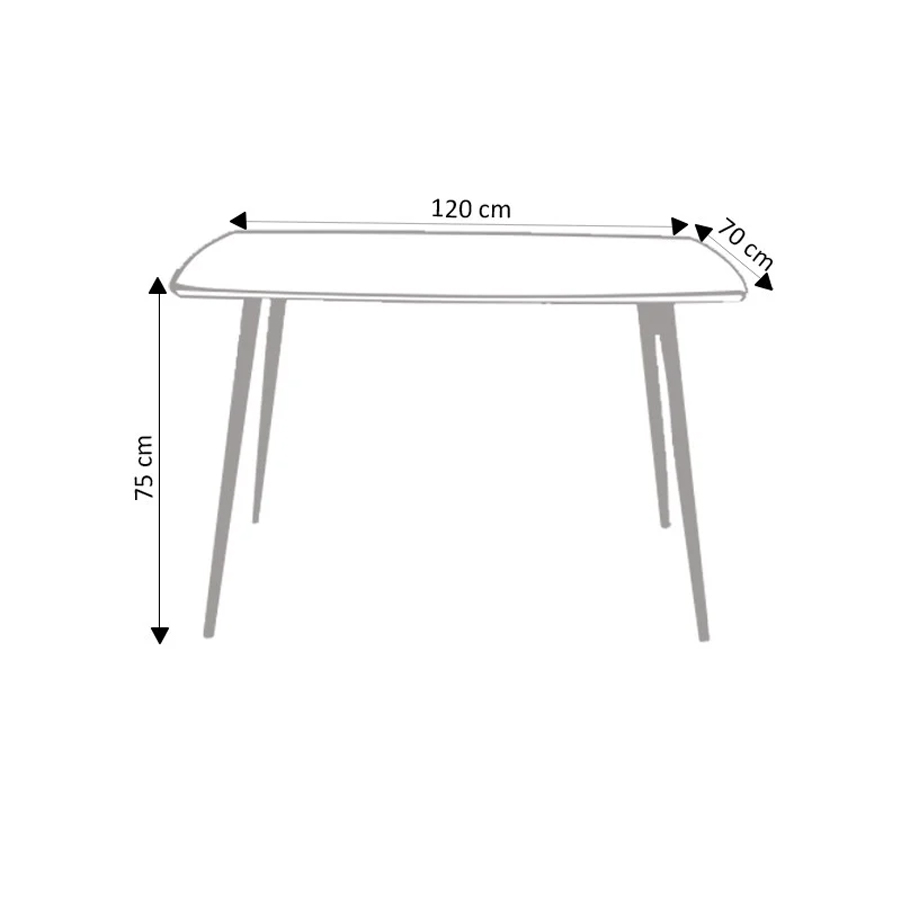 STOCKHOLM - Table à manger en bois gris avec pieds en métal L120 cm