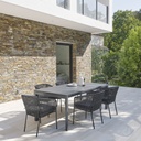 LOUKA - Table de jardin extensible en aluminium gris anthracite 8/14 personnes L200/300