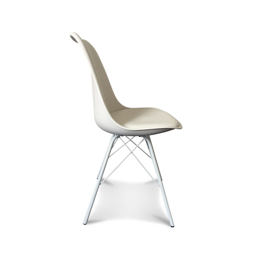 Chaise métal design scandinave blanche 48x43x86cm