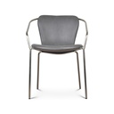 ADELE - Fauteuil simili cuir gris pieds satinés 56x57x73,5cm
