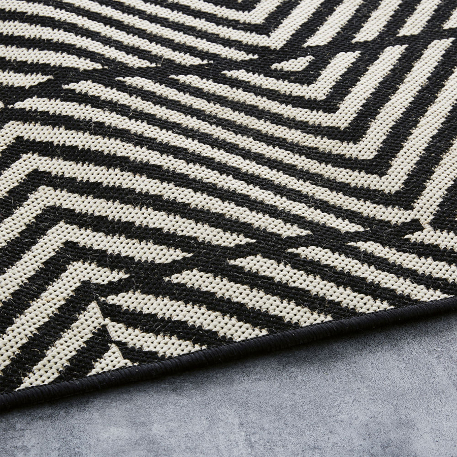 PRETORIA - Tapis d'extérieur en polypropylène noir et beige 160x230