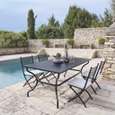ALPILLES - Table de jardin en métal et fer forgé noirs 8/10 personnes L200