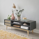 Siège pratique - Meuble TV SUZELLE en cannage vert de gris pour un style bohème contemporain au Sénégal
