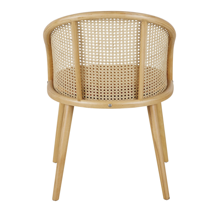 Chaise design Sockette, velours marron écureuil et rotin naturel - Dakar, Sénégal