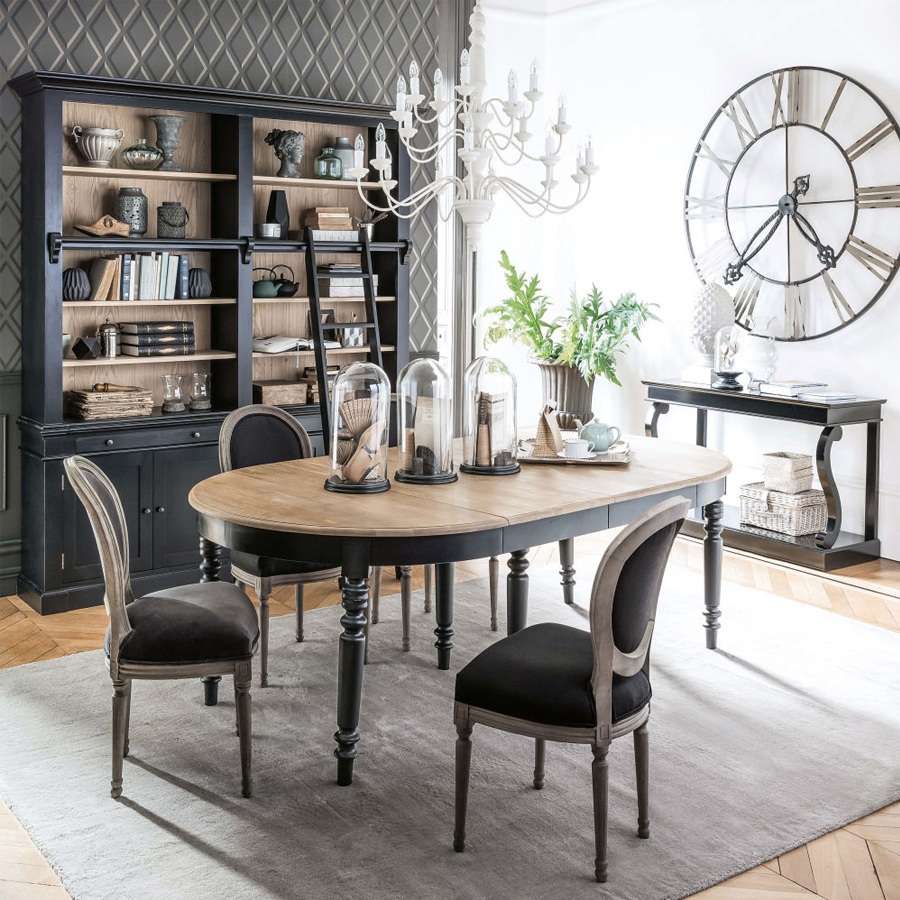 Table à manger ronde extensible Valencay 6 à 14 personnes L125/325