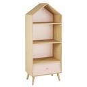 BUCOLIQUE - Bibliothèque maison enfant rose et blanche