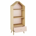 BUCOLIQUE - Bibliothèque maison enfant rose et blanche