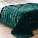 CALIO - Boutis réversible en velours de coton vert émeraude 240x260