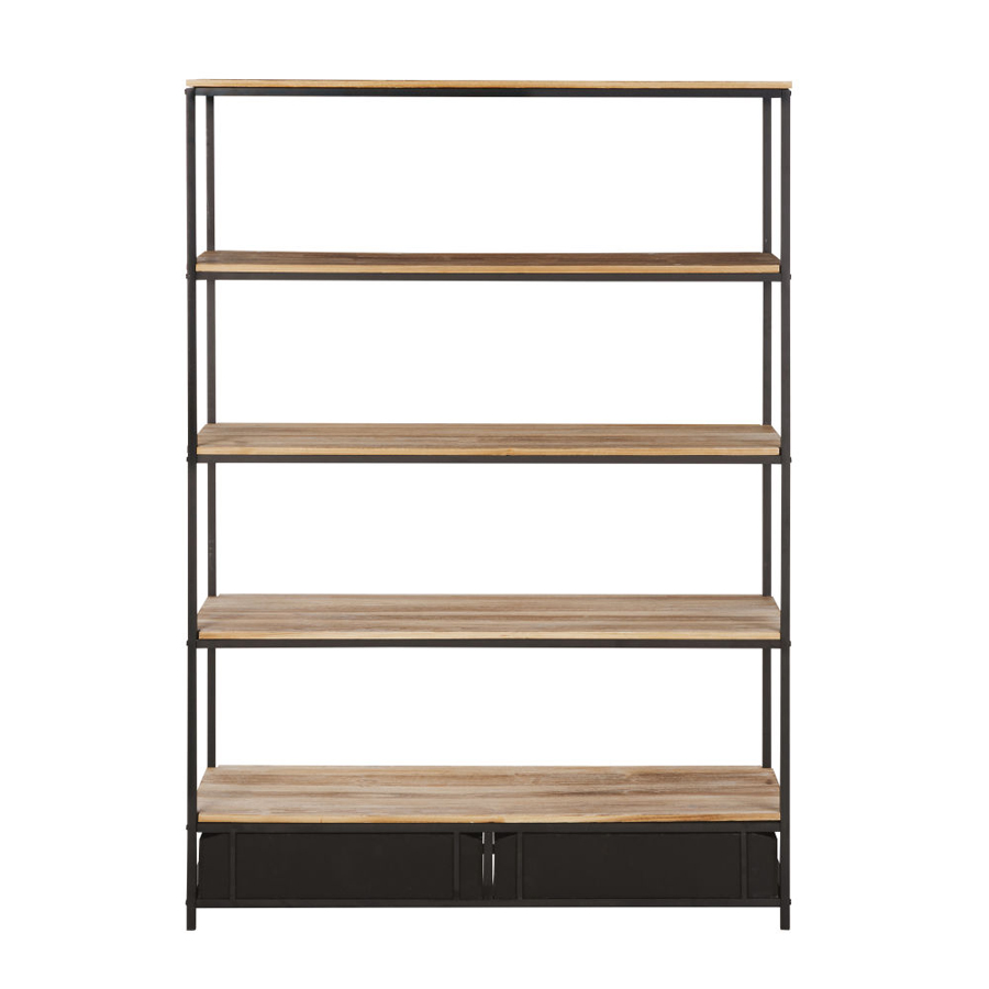 LONG ISLAND - Étagère indus 2 tiroirs en sapin massif et métal