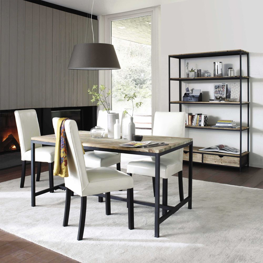 LONG ISLAND - Étagère indus 2 tiroirs en sapin massif et métal