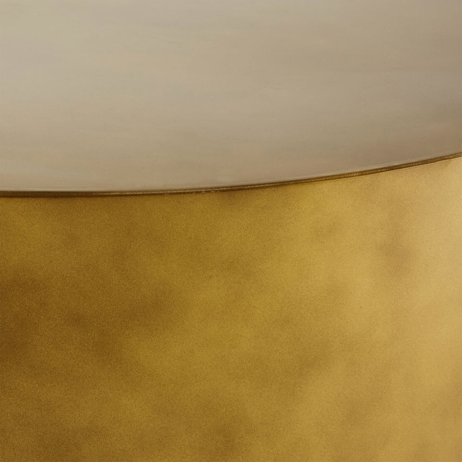 MOKA - Table basse ronde en métal doré et marron Ø91