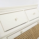 DEBBIE - Commode 4 tiroirs blanc cassé cannage en rotin