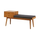 Banquette d'entrée FLYNN vintage en manguier avec 2 tiroirs pour décoration intérieure à Dakar, Sénégal