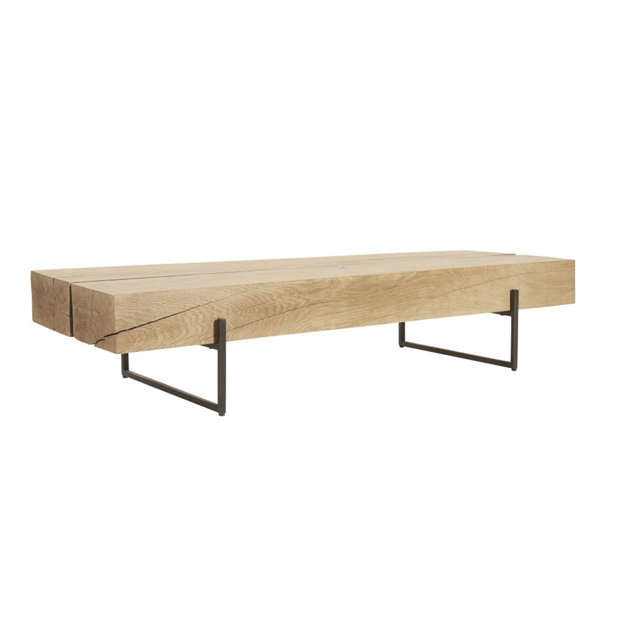 Table basse MAGNUS en chêne massif et métal noir - Dakar, Sénégal