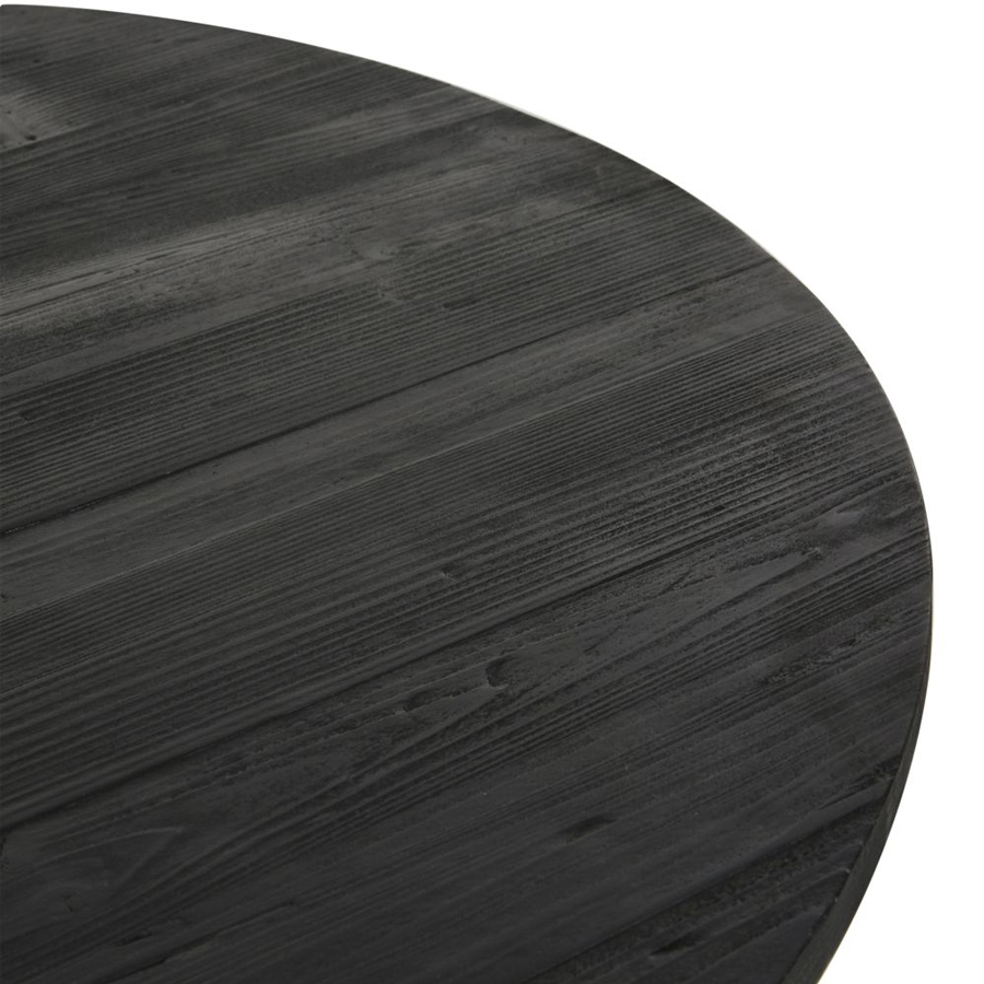CESAREE - Table à manger en pin recyclé noir 6/8 personnes D140