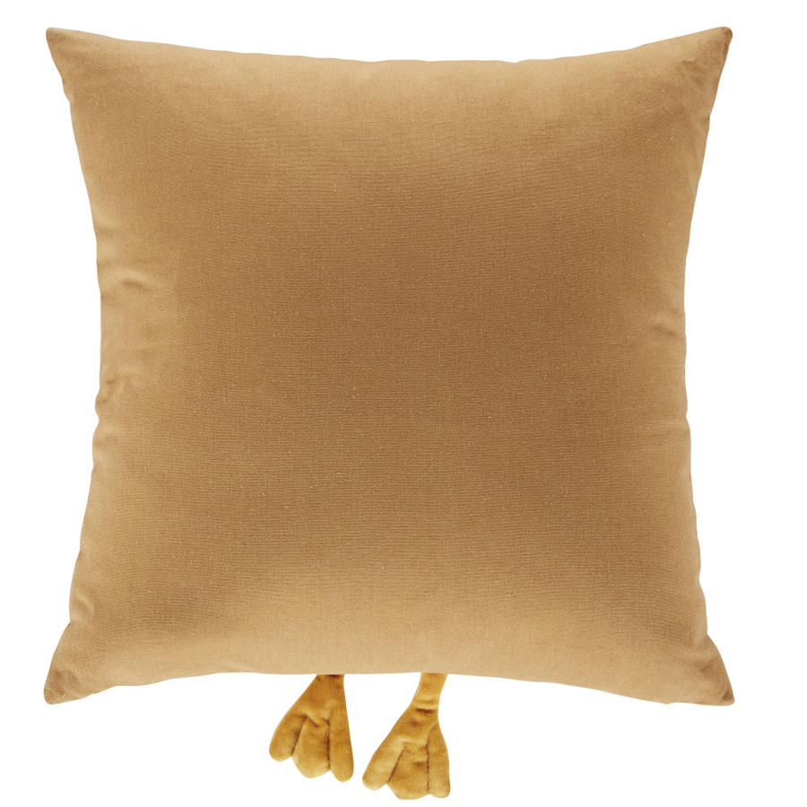 Coussin oie blanc, marron et doré, 40x40