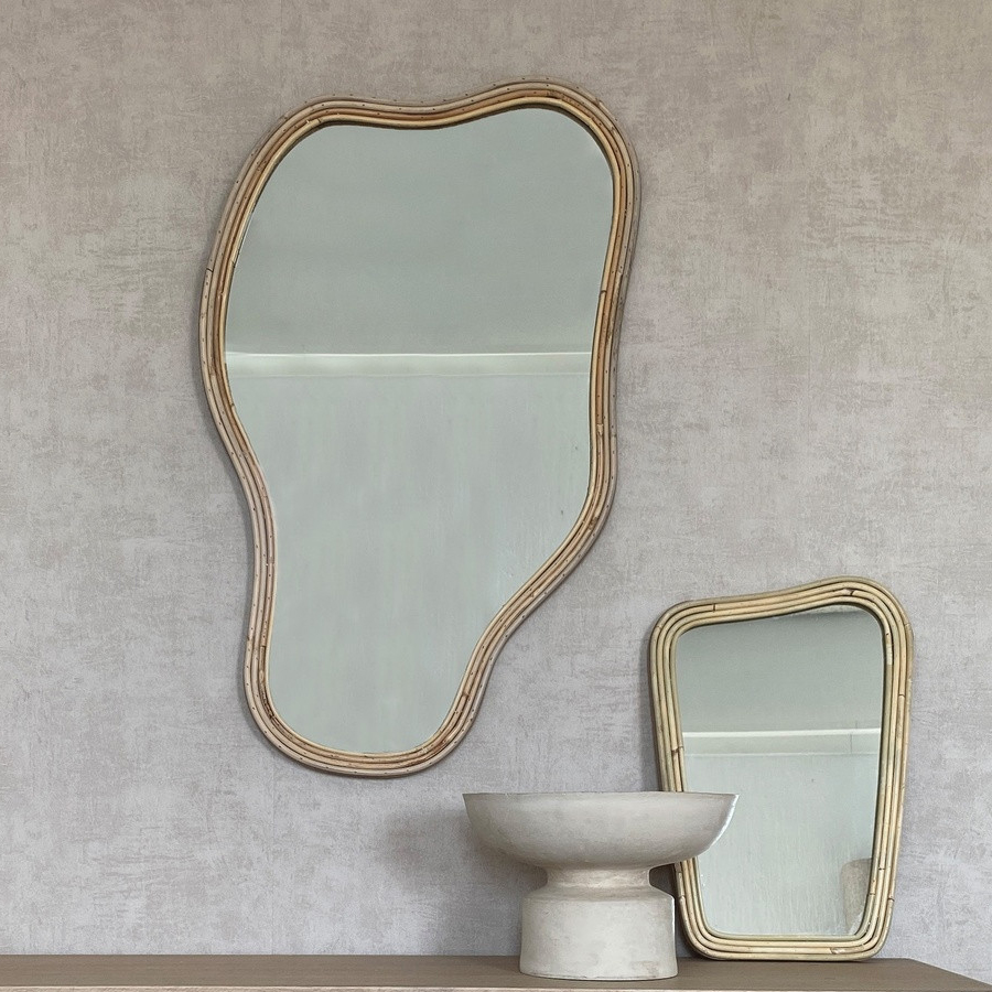 Miroir ORGANIC en raphia naturel pour décoration intérieure élégante à Dakar, Sénégal