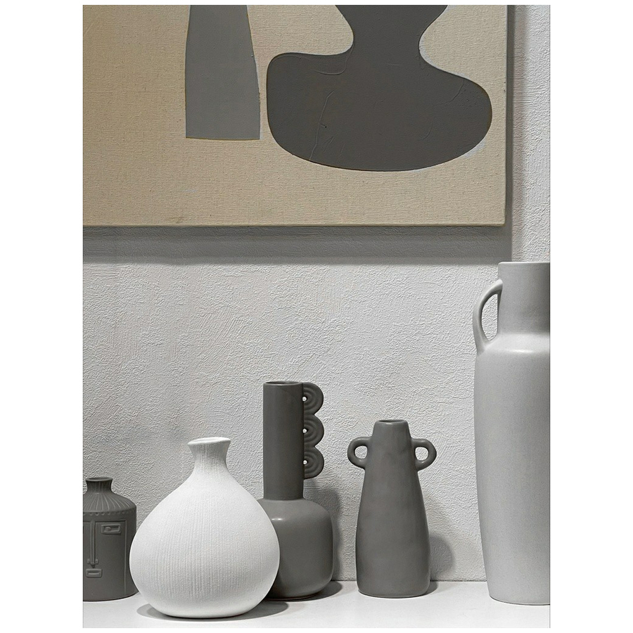 LONG - Vase céramique gris galet 12,5x37,9cm