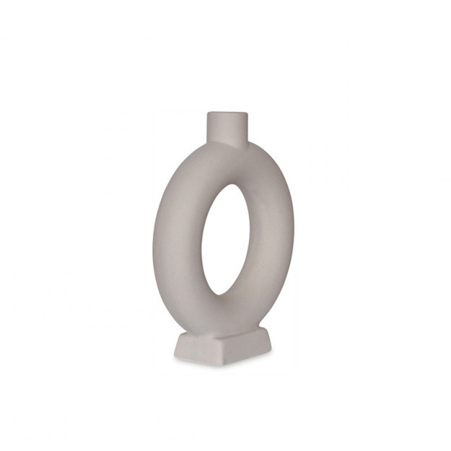 RING - Vase décoratif en grès cérame gris galet, style minimaliste, Dakar Sénégal