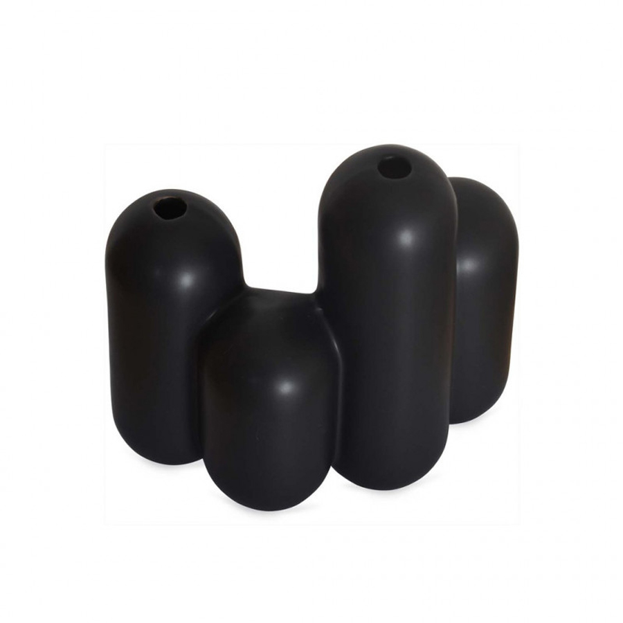 Vase MULTI noir moucheté en grès cérame, décoration raffinée, Dakar Sénégal