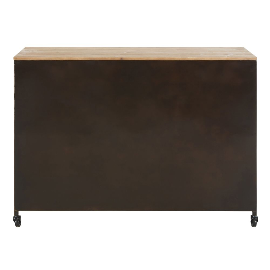 Buffet industriel Wayne , noir, 6 portes, en métal et bois de sapin, disponible à Dakar, Sénégal