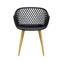 TANGO - Chaise en métal noir pieds effet bois naturel