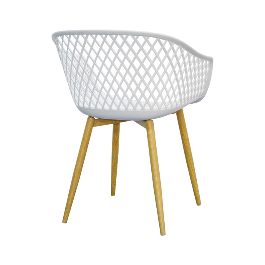 TANGO - Chaise en métal blanc pieds effet bois naturel