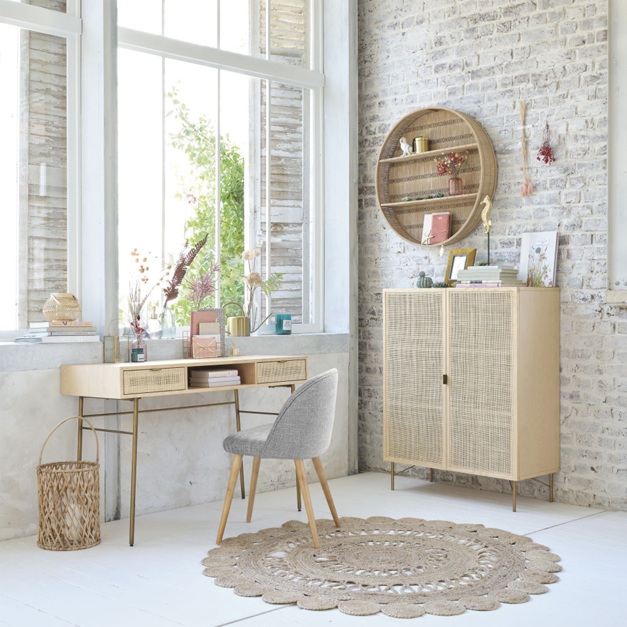 SOLSTICE - Armoire 2 portes cannage en rotin