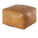 DURBAN - Pouf en cuir de buffle camel tressé