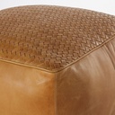 DURBAN - Pouf en cuir de buffle camel tressé