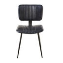 CONNERY - Chaise matelassée en cuir de buffle et métal noirs