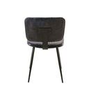 CONNERY - Chaise matelassée en cuir de buffle et métal noirs