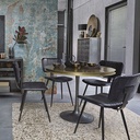 CONNERY - Chaise matelassée en cuir de buffle et métal noirs