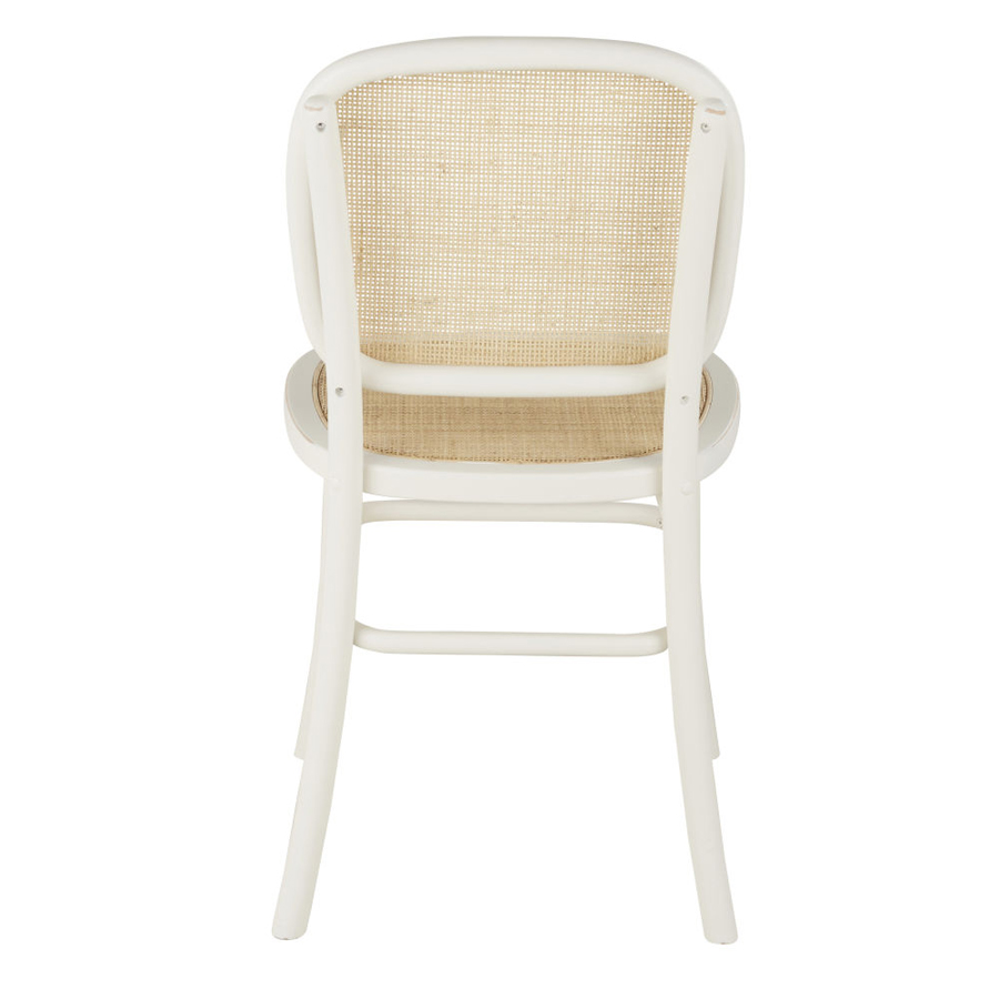 Dossier de la chaise Esta en rotin tressé et structure blanche en bois de hêtre - Dakar, Sénégal