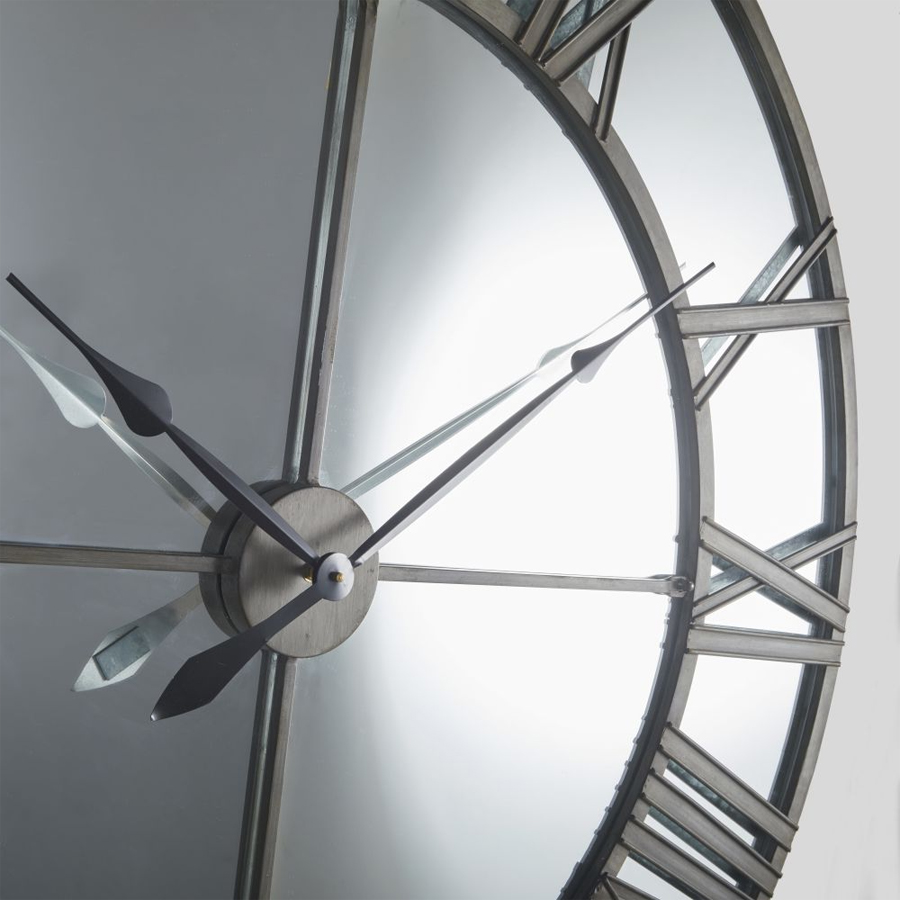 DUCOS - Horloge en miroir et métal grisé D123