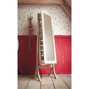 CAMILLE - Miroir sur pied porte-bijoux en paulownia blanchi 42x160