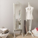 CAMILLE - Miroir sur pied porte-bijoux en paulownia blanchi 42x160