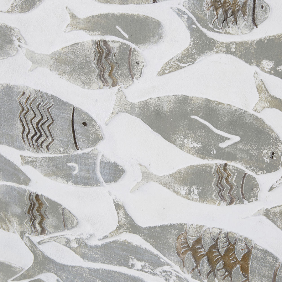 Toile ALMERIA peinte, motif aquatique poissons, décoration murale élégante, Dakar Sénégal
