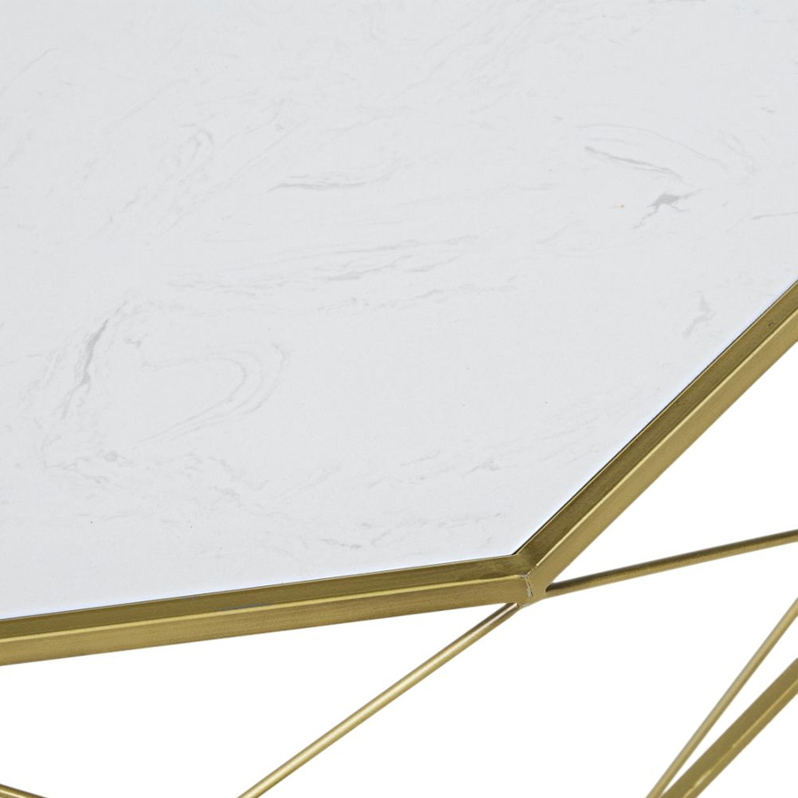 BLOSSOM - Table basse en marbre blanc et métal coloris laiton doré