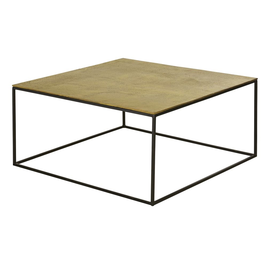 AMRITSAR - Table basse carrée en métal noir et coloris laiton