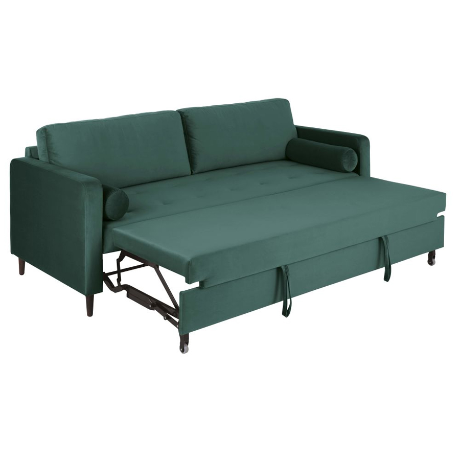 OLIVIA - Canapé-lit 3/4 places en velours vert