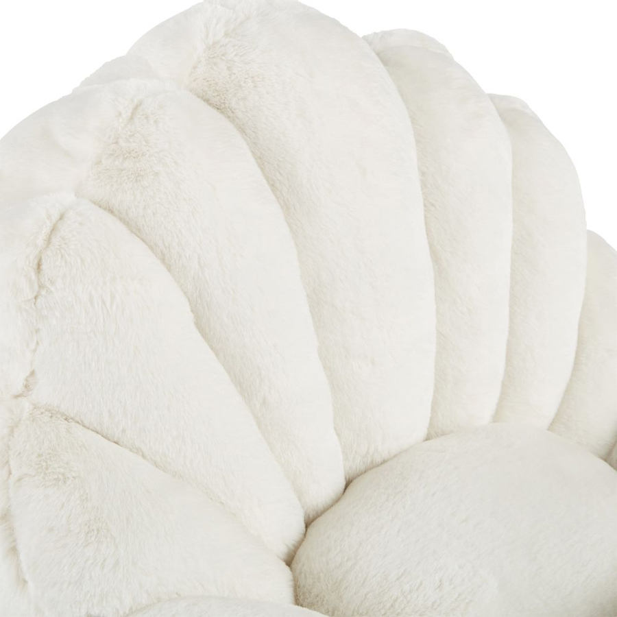 COQUILLE - Pouf enfant coquille imitation fourrure écrue