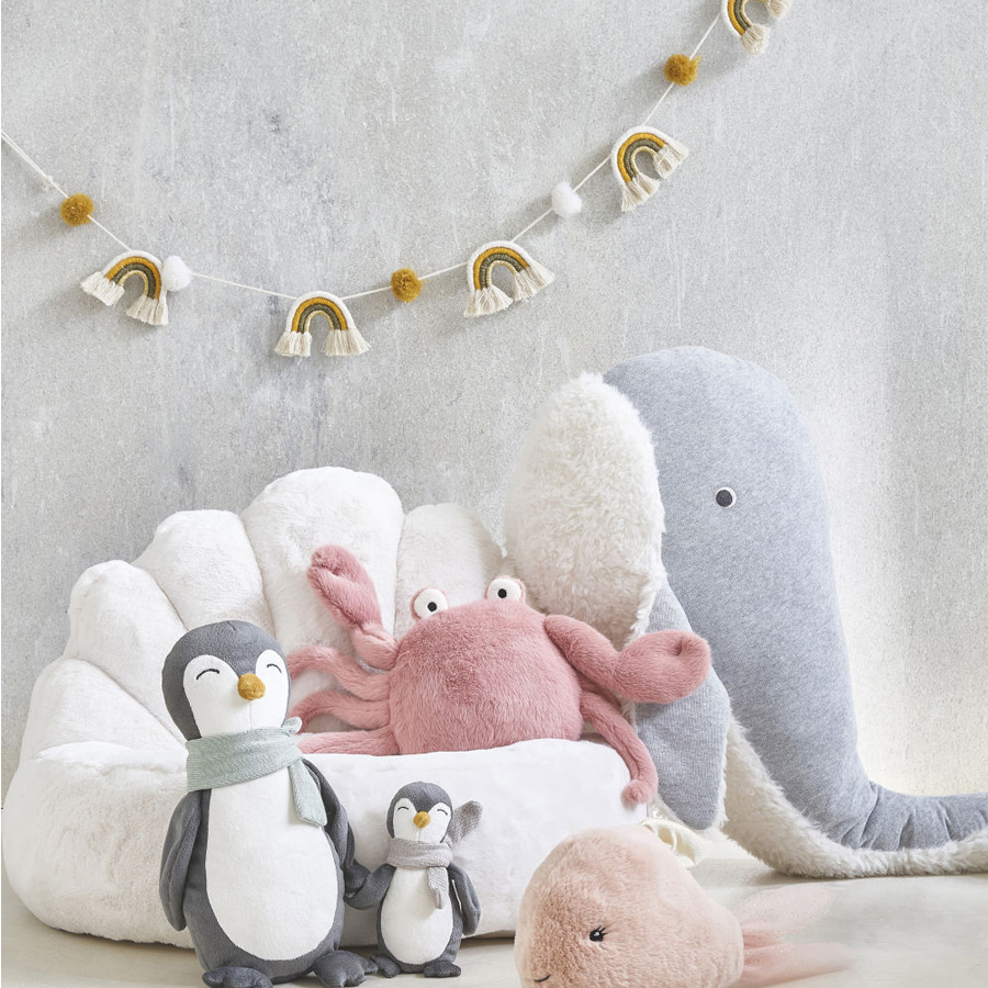 COQUILLE - Pouf enfant coquille imitation fourrure écrue