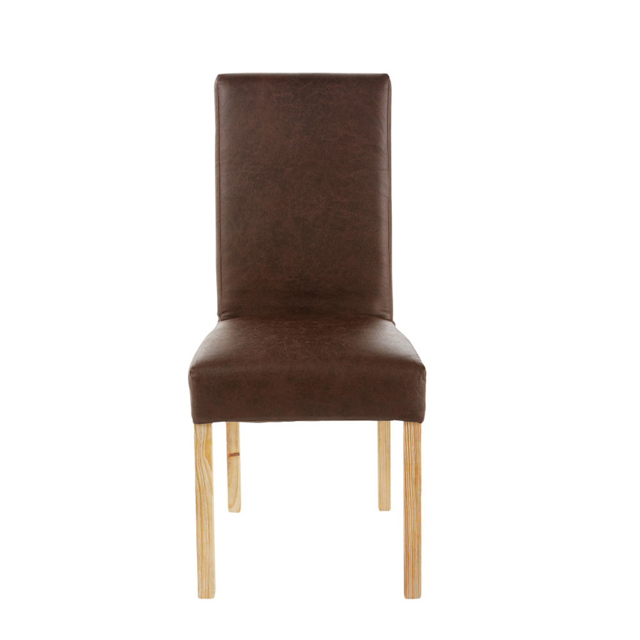 Housse de chaise en microsuède marron 41x70