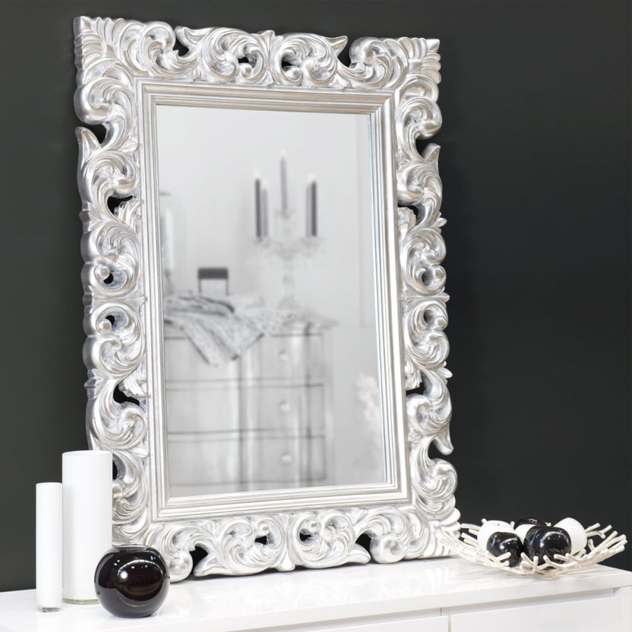 RIVOLI H - Miroir en polyrésine argenté 121x90cm