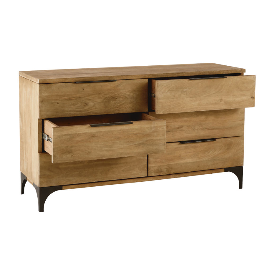 METROPOLIS - Commode double 6 tiroirs en bois de manguier massif