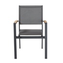 Fauteuil de jardin Fuji en aluminium gris anthracite avec accoudoirs en bois, Dakar, Sénégal