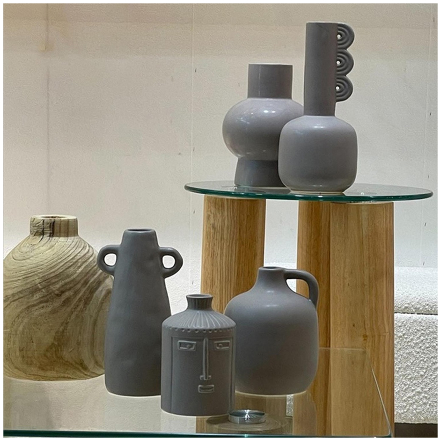 ONDE MASTIC - Vase en grès cérame gris, parfait pour une décoration raffinée, Dakar Sénégal
