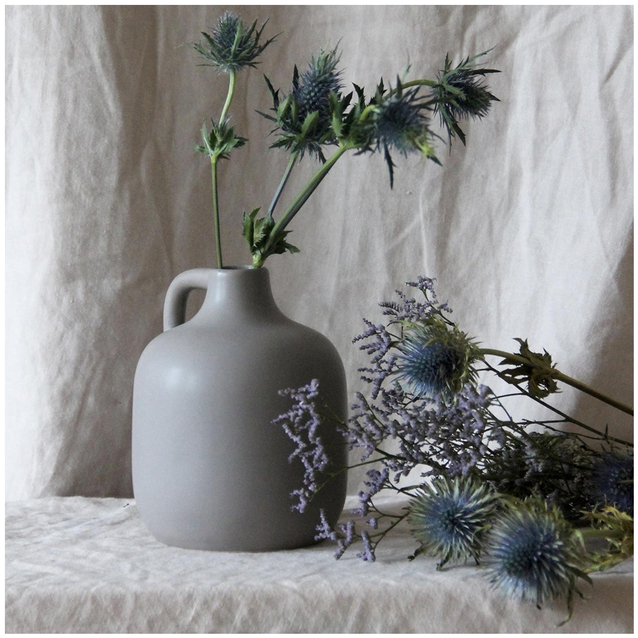CRUCHE - Vase grès cérame gris 12x15 cm